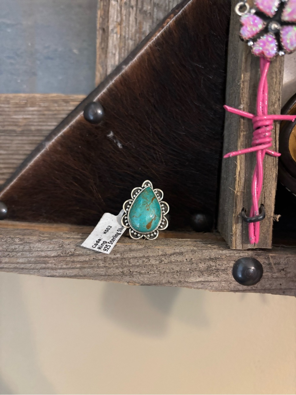 Turquoise Teardrop Silver Statement Ring